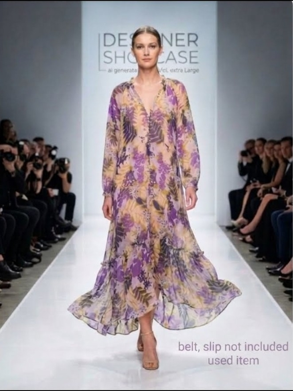Vici Sheer Floral V-Neck Maxi Dress in Purple and Cream
